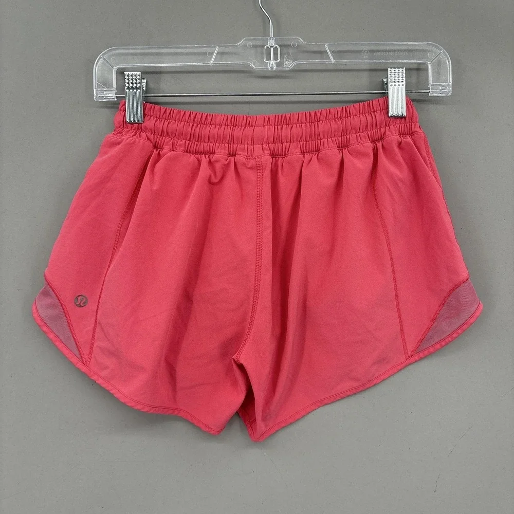 Lululemon Shorts Womens 4 Pink Lined Mesh Running Athletic Hotty Hot Low Rise